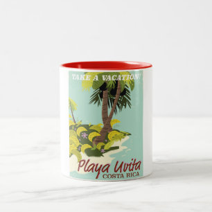 Playa Uvita, Costa rica beach travel poster/ Two-Tone Coffee Mug