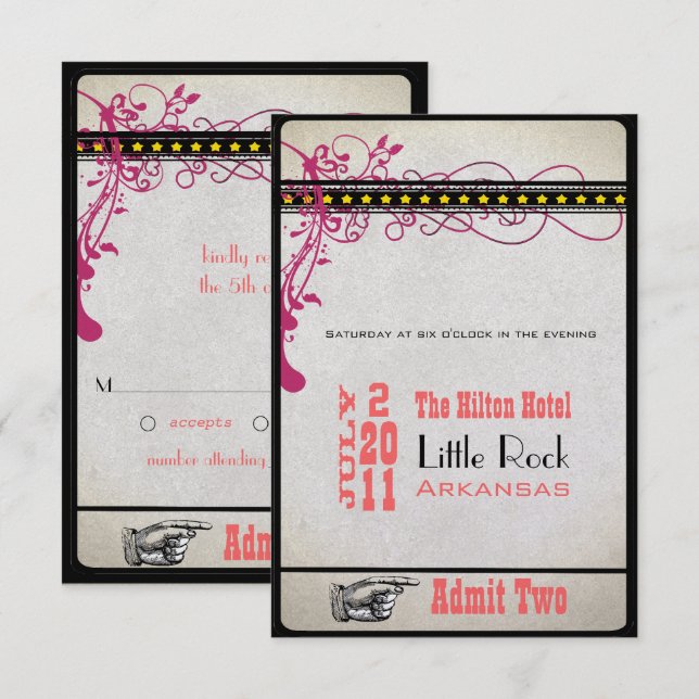 Playbill Ticket RSVP  (3.5 x 5) Invitation (Front/Back)