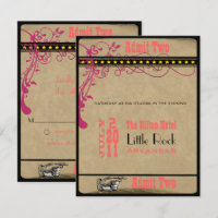 Playbill Ticket RSVP Raspberry Coral and Yellow