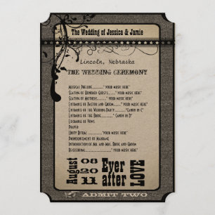 Playbill Wedding Program Metallic Silver