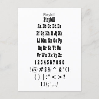 Playbill - Zazzle Font Sampler Sheet Postcard