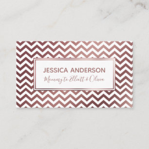 Playdate Calling Card in Rose Gold & White Chevron