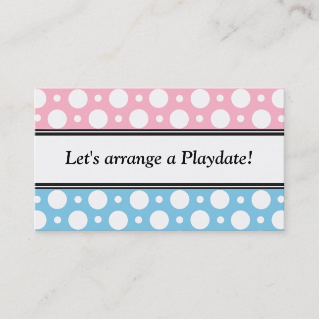Playdate Pink Blue Polka Dots Business Cards (Front)