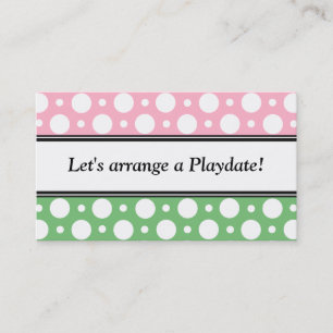 Playdate Pink Green Polka Dots Business Cards