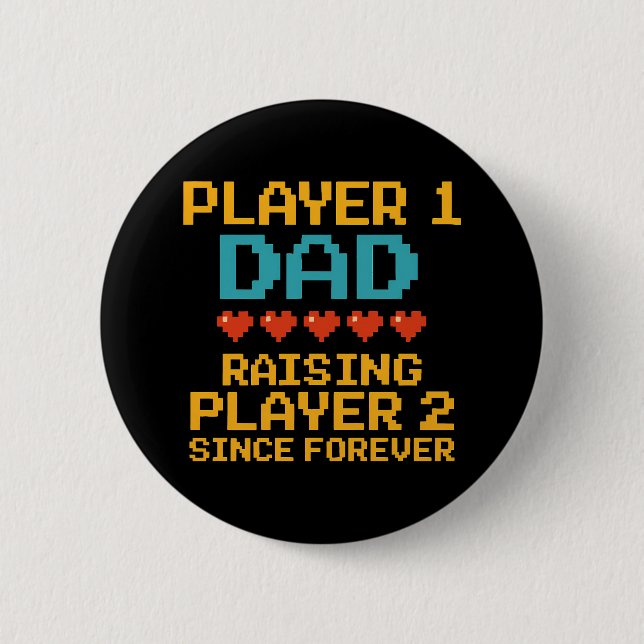Player 1 Dad Retro Gamer  6 Cm Round Badge (Front)