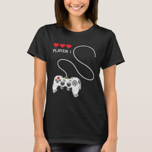 Player 1 Gamer Couple Valentine s Day Gaming T-Shirt