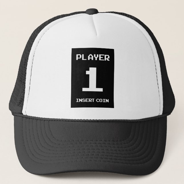 Player 1 gamer design trucker hat (Front)