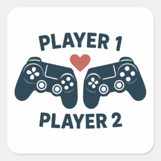 Player 1 Player 2 Couple Gamer Sticker