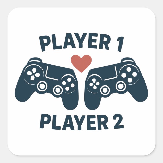 Player 1 Player 2 Couple Gamer Sticker (Front)