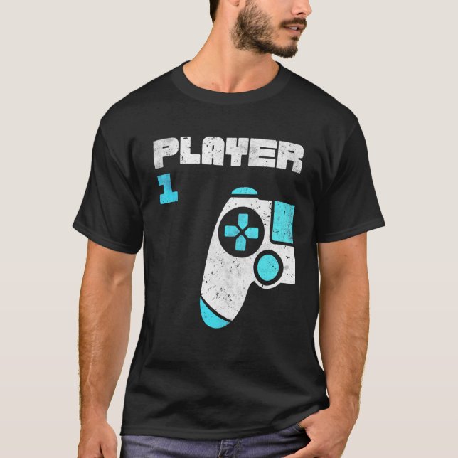 Player 1 Player 2 Gamer Matching Brothers Friends  T-Shirt (Front)