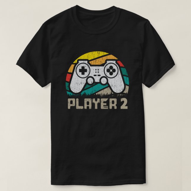 Player 1 Player 2 Matching Gamer Couple T-Shirt (Design Front)