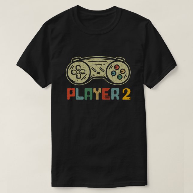 Player 1 Player 2 Matching Gamer Couple T-Shirt (Design Front)