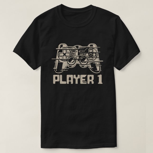 Player 1 Player 2 Matching Gamer Couple T-Shirt (Design Front)