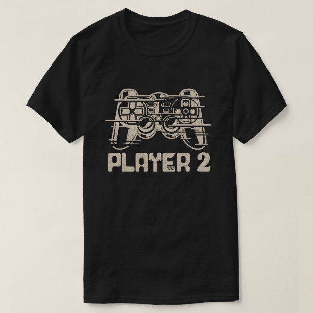 Player 1 Player 2 Matching Gamer Couple T-Shirt (Design Front)