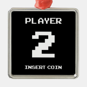 Player 2 gamer design metal ornament