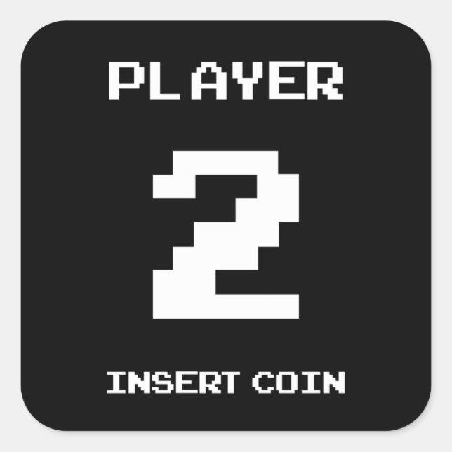 Player 2 gamer design square sticker (Front)