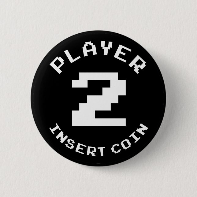 Player 2 Insert Coin 6 Cm Round Badge (Front)