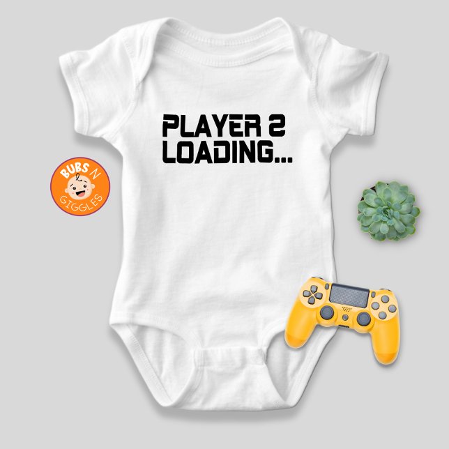 Player 2 Loading Gamer Mum Pregnancy Announcement Baby Bodysuit (Creator Uploaded)