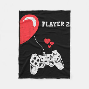 Player 2 Valentines Day Gaming Matching Couple Gam Fleece Blanket