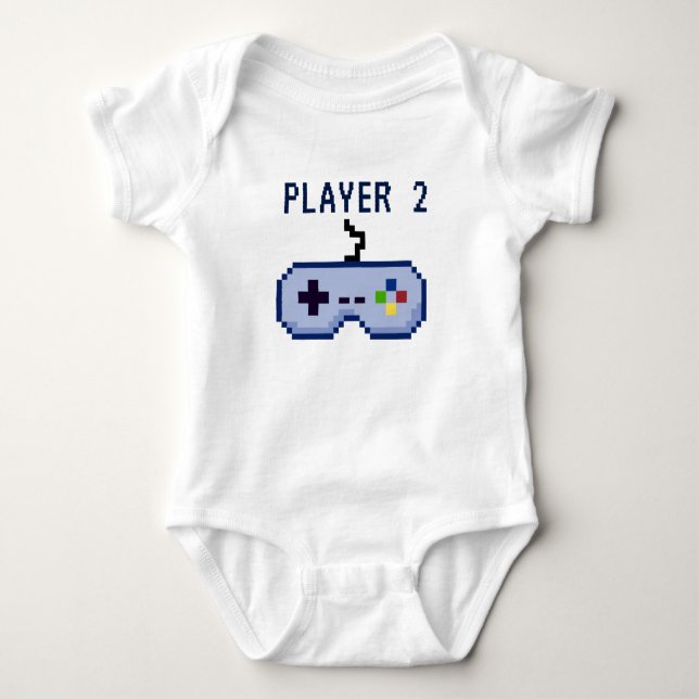 Player 2 Video Game Controller 8bit Gaming Baby Bodysuit (Front)