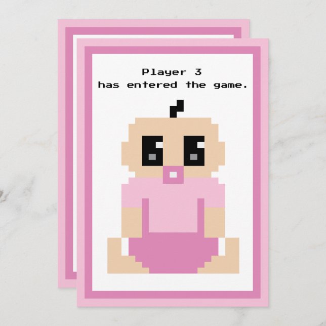 Player 3 Entered Game Baby Girl Arrival Card (Front/Back)