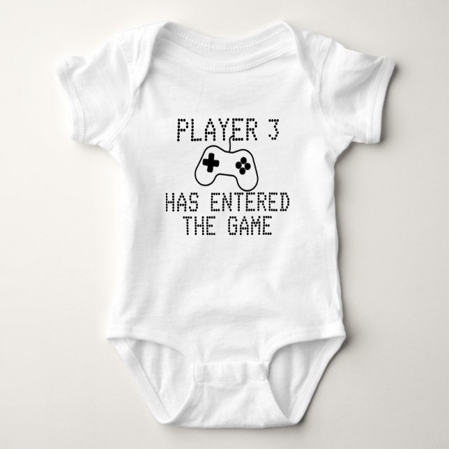Player 3 Has Entered The Game Easy Change Number Baby Bodysuit (Front)