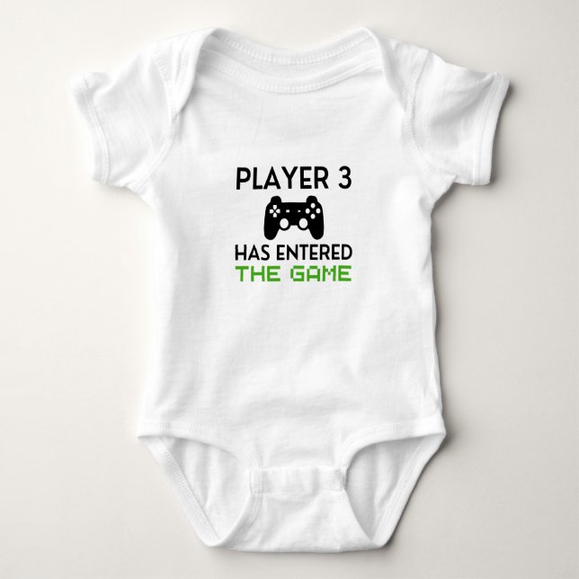 player 3 has entered the game - video games baby bodysuit (Front)
