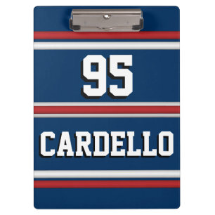 Player Jersey Number Sports Stripes Red Blue Clipboard