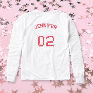 Player Name Jersey Number Girls White Long Sleeve