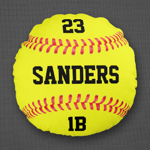 Player Name, Number & Position Fastpitch Softball Round Cushion