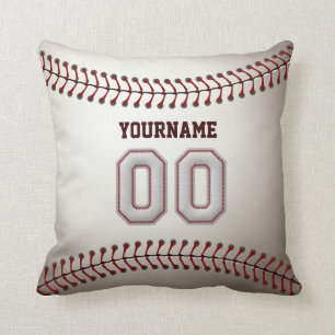 Player Number 00 - Cool Baseball Stitches Look Cushion