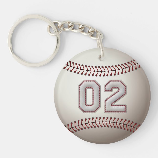 Player Number 02 - Cool Baseball Stitches Key Ring (Front)