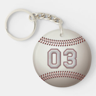 Player Number 03 - Cool Baseball Stitches Key Ring