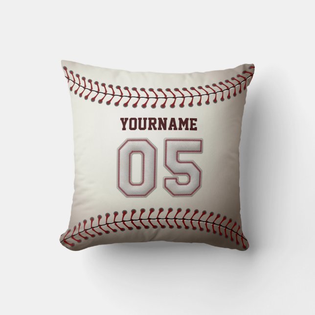 Player Number 05 - Cool Baseball Stitches Cushion (Front)