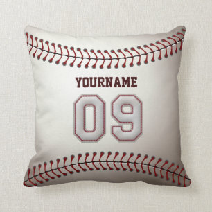 Player Number 09 - Cool Baseball Stitches Cushion