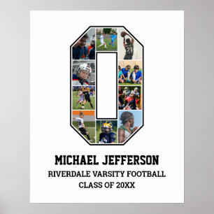 Player Number 0 Senior Sports Team Photo Collage Poster