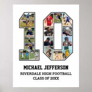 Player Number 10 Senior Sports Team Photo Collage Poster