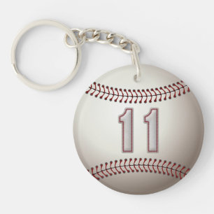 Player Number 11 - Cool Baseball Stitches Key Ring