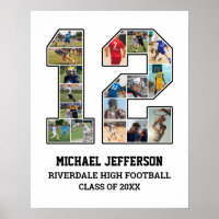 Player Number 12 Senior Sports Team Photo Collage