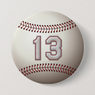 Player Number 13 - Cool Baseball Stitches Pins