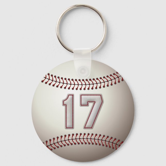 Player Number 17 - Cool Baseball Stitches Key Ring (Front)