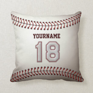 Player Number 18 - Cool Baseball Stitches Cushion