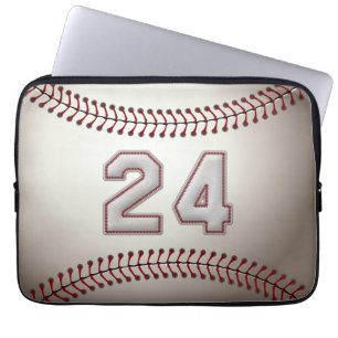 Player Number 24 - Cool Baseball Stitches Laptop Sleeve