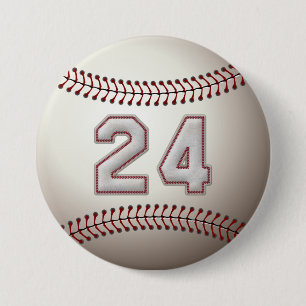 Player Number 24 - Cool Baseball Stitches Pins