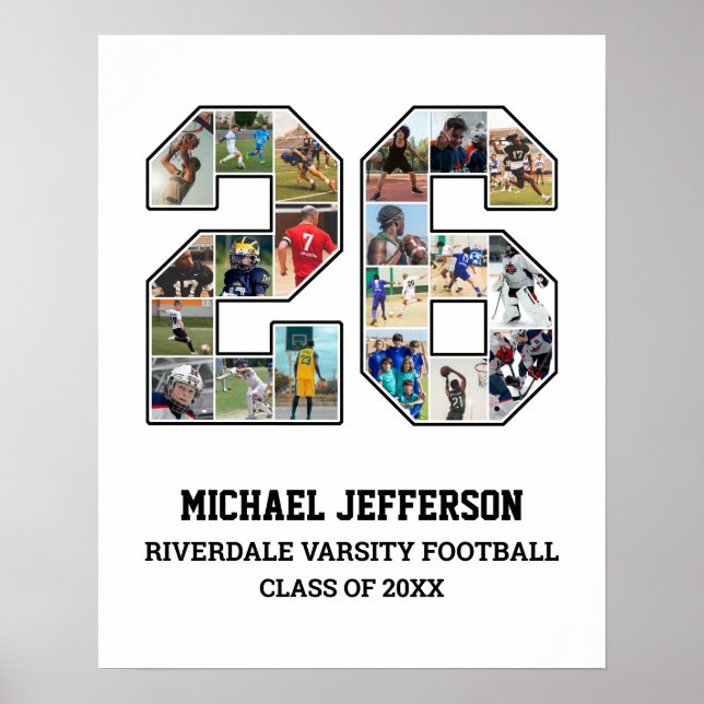 Player Number 26 Senior Sports Team Photo Collage Poster (Front)