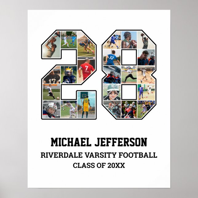 Player Number 28 Senior Sports Team Photo Collage Poster (Front)