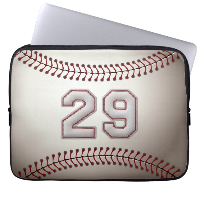 Player Number 29 - Cool Baseball Stitches Laptop Sleeve (Front)