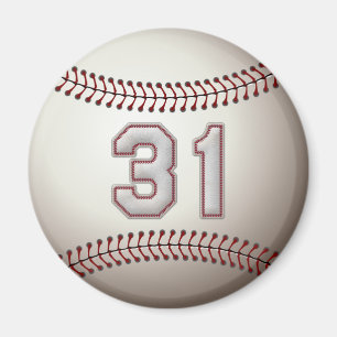 Player Number 31 - Cool Baseball Stitches Magnet