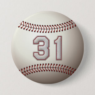 Player Number 31 - Cool Baseball Stitches Pins