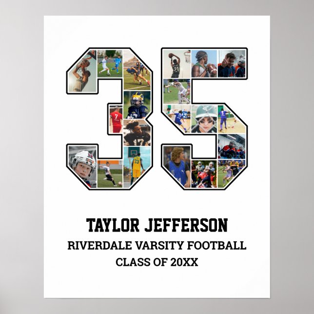 Player Number 35 Senior Sports Team Photo Collage Poster (Front)